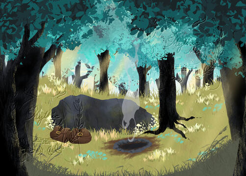 Background Illustration for Woods of Wakening book. Published by Weird Disciple Publishing.